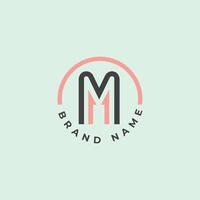 Contemporary logo design featuring a bold letter M with clean lines and pastel colors. Ideal for branding and business identity. Simple and elegant visuals for modern marketing needs. vector