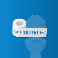 World Toilet Day 19 November with a concept illustration of a tissue roll on a blue background vector