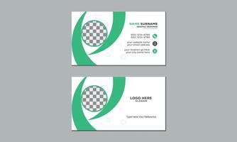 Green color minimal business card design template vector