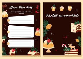 Template for Christmas wish list in french language. vector