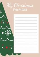 Hand drawn Christmas template for wish list. Minimalistic design vector