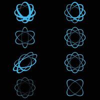 Molecular orbit outline symbol icon set. Atomic structure sign vector