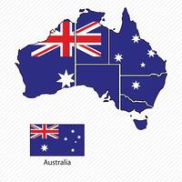illustration with Australia national flag with shape of Australia map . Volume shadow on the map vector