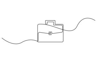 Briefcase as one line continuous outline illustration vector