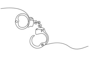 one line drawing handcuffs vector