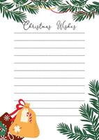 Hand drawn template for Santa Wish list on white background. vector