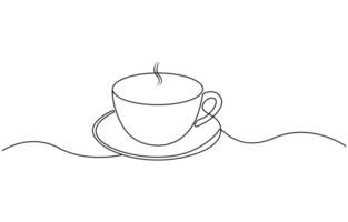 Single line art illustration hot drink on transparent background vector