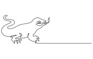 one line continuous Lizard vector