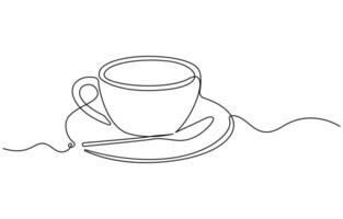 one line drawing cup of hot coffee graphic design vector