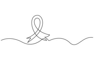One line art of ribbon cancer as a border in continuous vector