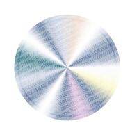 Holographic iridescent shiny textured sticker for product guarantee. Realistic hologram icon. Holographic label with silver texture. Holographic shimmering sticker. Original official seal. vector
