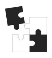 Four puzzle pieces incomplete black and white 2D line object. Jigsaw challenge. Join together. Game strategy. Connect parts isolated clip art outline item. Monochromatic spot illustration vector