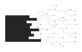 Horizontal bar chart digital data circuit lines black and white 2D line object. Graph pathways. Circuitry electronic information isolated clip art outline item. Monochromatic spot illustration vector