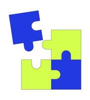 Four puzzle pieces incomplete 2D cartoon object. Jigsaw challenge. Join together. Game strategy. Connect parts isolated element flat clipart on white background. Spot illustration vector