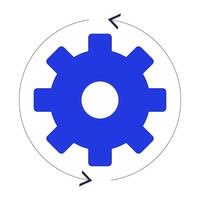 Cog flowing process 2D cartoon object. Wheel gear rotating. Business workflow automation. Engine mechanism cogwheel isolated element flat clipart on white background. Spot illustration vector