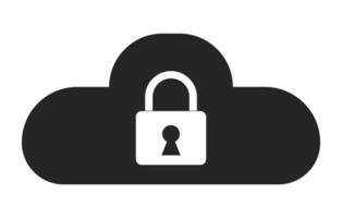 Computing cloud security black and white 2D line object. Digital server protection. Data center access safety. Secure database isolated clip art outline item. Monochromatic spot illustration vector