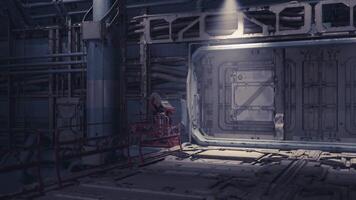 Cargo terminal inside a massive space station with advanced technology features video