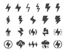 lightning and thunder solid icon set vector