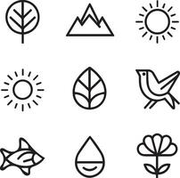 Natural Icon set line arts vector