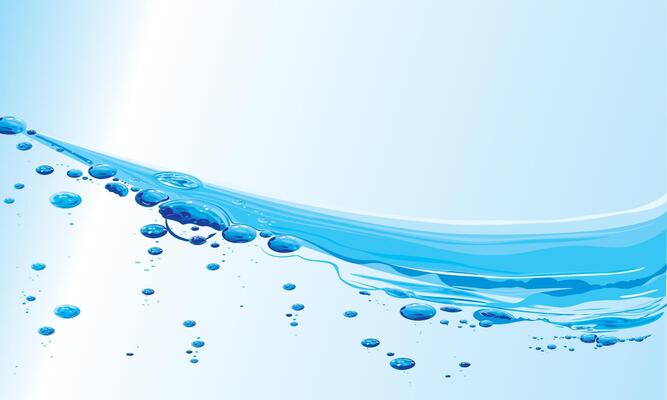 Blue water wave with sparkling bubbles