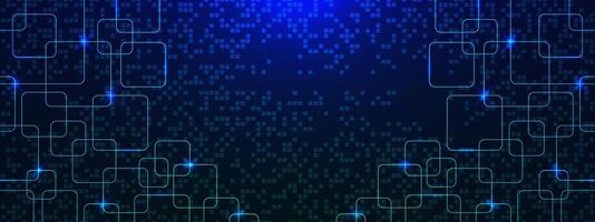 Digital glowing connection, cyber nano information and innovation future tech data with digital pixels background for slideshow, flyer and banner design vector