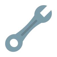 A sleek, grey and blue wrench icon on a plain background, symbolizing mechanical work, assembly, and maintenance. Ideal for tool, engineering, and repair themes. vector