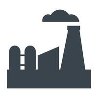 A factory building with a smokestack emitting smoke, symbolizing industry, manufacturing, and environmental impact. Ideal for industrial, production, and pollution themes. vector