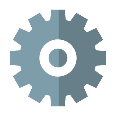 A sleek minimalist gear icon on a plain background, symbolizing technology, machinery, and industrial design. Ideal for tech, engineering, and mechanical themes.