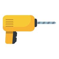 Yellow and black power drill with a gray drill bit, symbolizing tools and construction. Ideal for DIY, hardware, and maintenance themes. vector