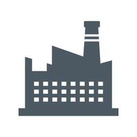 Factory with a central building, windows, and a tall chimney, symbolizing industry and manufacturing. Ideal for industrial, production, and business themes vector