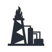 An oil rig with a flame at the top, the oil and gas industry illustration. Ideal for energy, industrial, and fossil fuel themes vector