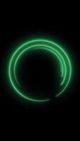 Widening circles creating tunnel effect. Media. Green neon laser circles on a black background. Vertical . video