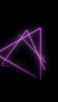 Abstract neon triangular tunnel background. Media. Flying through triangular corridor on a black background. Vertical . video
