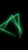 Abstract neon triangular tunnel background. Media. Flying through triangular corridor on a black background. Vertical . video