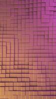 Motion design abstract background with pink and yellow gradient wavy texture, top view, seamless loop. Animation. Volumetric wave-like movement of cubes. video