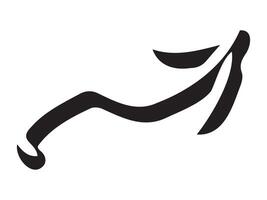 Hand-drawn curved volumetric black arrow isolated on a white background. Concept of direction, navigation, pointers, movement. Design element, symbol, and sign. Doodle style vector