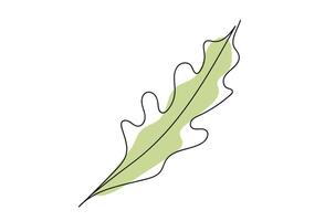 Continuous one line drawing of green leaf isolated on white background. Line art. Concept of nature, ecology, organic shapes, Botanical Art, outline. Dandelion leaf. Design element vector
