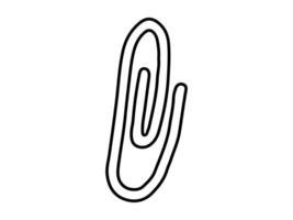 Black Outline of a Paperclip Isolated on a White Background. Concept of Office Supplies, Stationery, Minimalist Design, School Tools. Icon, Illustration, Design Element vector