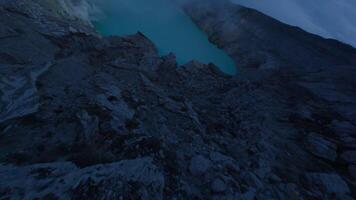 clinker and a lake in the mouth of a volcano video