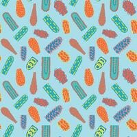 Seamless pattern with colorful abstract Memphis-style elements on blue background. Concept of bacteria, viruses, columns, cacti, stalactites. Fun design for textile, wrapping paper, creative project vector