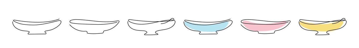 Set of Line Art Bowls Isolated on white background. . Includes b vector