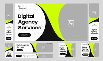 Editable digital agency web set banner design for social media post, digital marketing web bundle banner design, customizable eps 10 file format vector