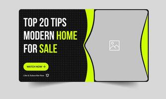 Modern home sale tips and tricks thumbnail banner template, luxury home sale cover banner template, fully editable eps 10 file format vector