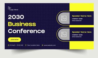 Business conference webinar banner template, web seminar for social media post, fully editable eps 10 file format vector