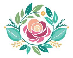 A floral rose with leaves and branches vector