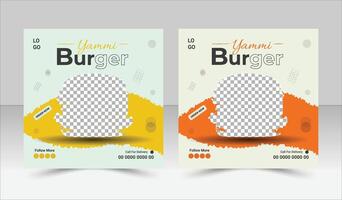 Gourmet Burger Vibes, Deliciously Designed Social Posts vector