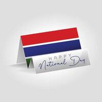 Gambia country paper flag standing on the ground. Happy national day flag design. vector
