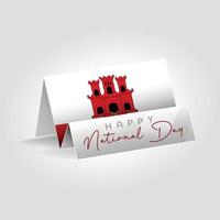 Gibraltar country paper flag standing on the ground. Happy national day flag design. vector