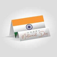India country paper flag standing on the ground. Happy national day flag design. vector