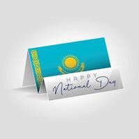 Kazakhstan country paper flag standing on the ground. Happy national day flag design. vector